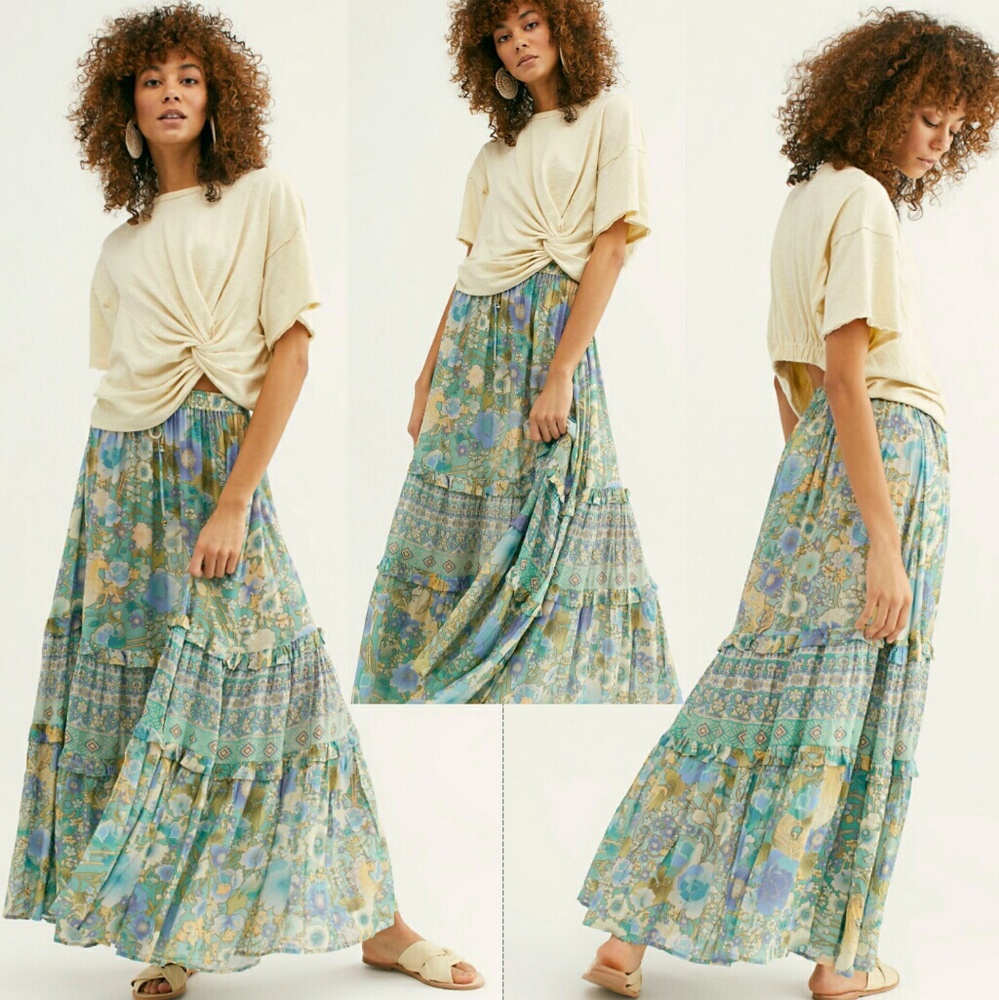 New spell designs FP amethyst turquoise maxi skirt